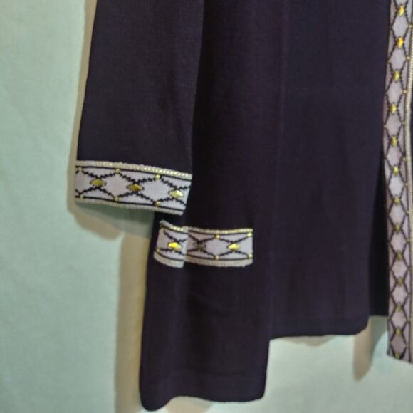 ST JOHN Eggplant Purple Santana Knit Sweater Cardigan Jacket Vintage Size Small - Picture 8 of 9